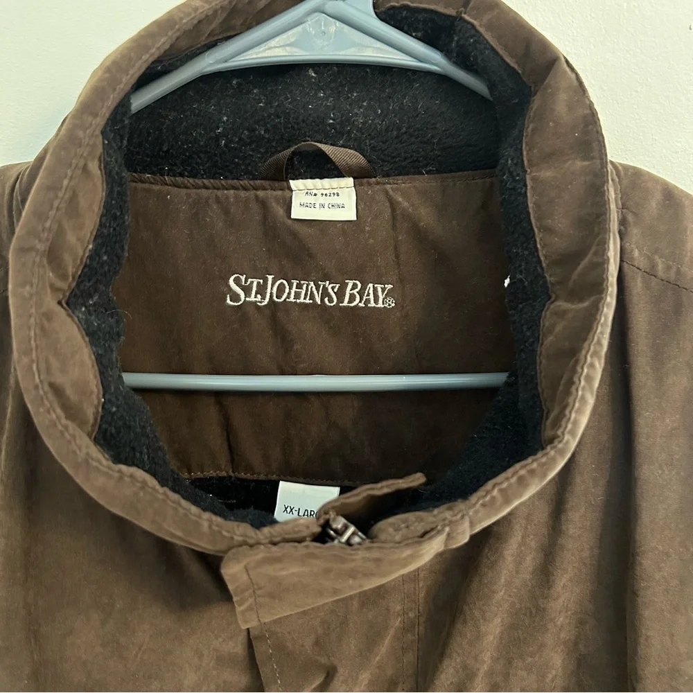 VTG St.‎ John's Bay Men's Thick Faux Suede Bomber Jacket Brown Size 2XL
